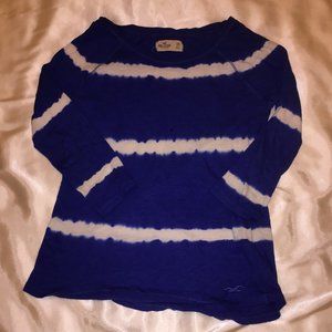 Blue & White Tie-Diy Long Sleve